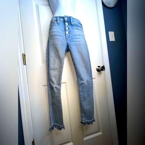 Madewell Denim - Madewell Women’s 23 9” High Rise Skinny Distressed Button Fly Jeans Light 00